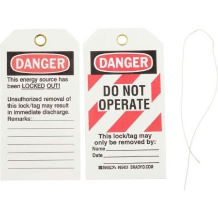 BRADY Brady Lockout Tag- Danger Do Not Operate, 2 Sided, Cardstock, 25/Pack 65451